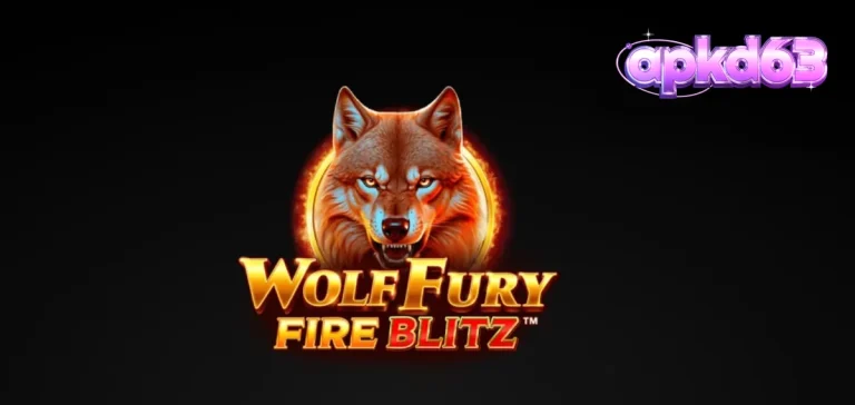 Tampilan visual slot Wolf Fury Fire Blitz dengan simbol buah dan serigala.
